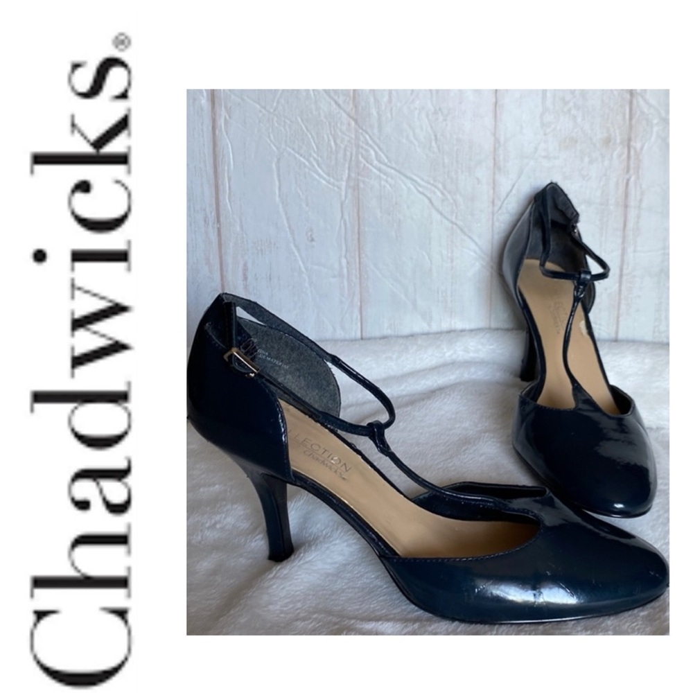 6/$20 Chadwick's Collection Navy Patent Heels Size 7 1/2